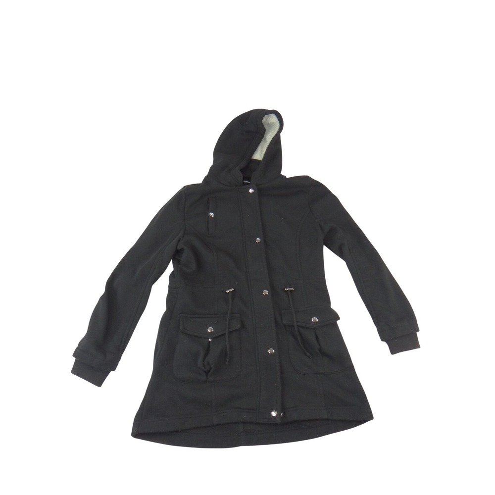 Cavalini Original Womens Black Hooded Parka Jacket Sherpa Lined Fleece L 3577
